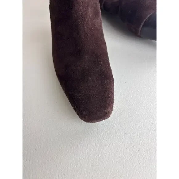 Talbots Chocolate Brown Ruched Suede Boots Size 6 - Picture 10 of 12